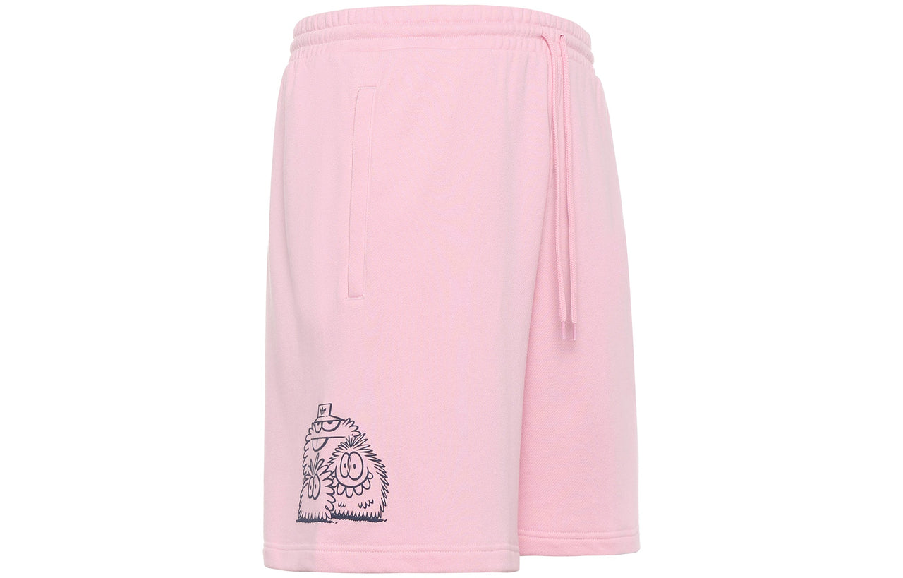 adidas originals Kevin Lyons Shr Solid Color Cartoon Pattern Athleisure Casual Sports Straight Shorts Pink HC7117