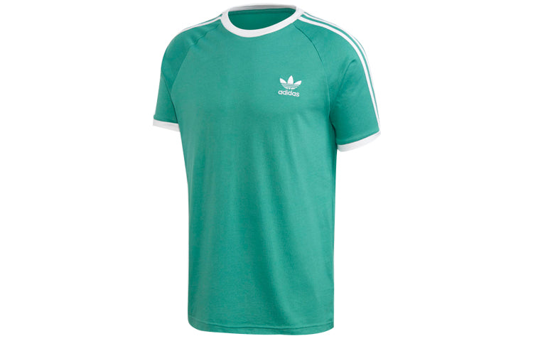 adidas originals 3-Stripes Tee Casual Round Neck Loose Logo Stripe Short Sleeve Green FM3771