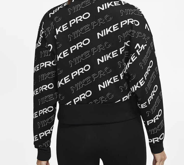 (WMNS) Nike Pro Dri-FIT Round-neck Sweatshirt 'Black White' CJ3589-010