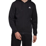adidas M Sl Dk Fz Hd Embroidered Logo Sports Knit Hooded Jacket Black HB5081