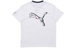 PUMA Awareness Logo Embroidered Sports Loose Round Neck Short Sleeve White 532034-02
