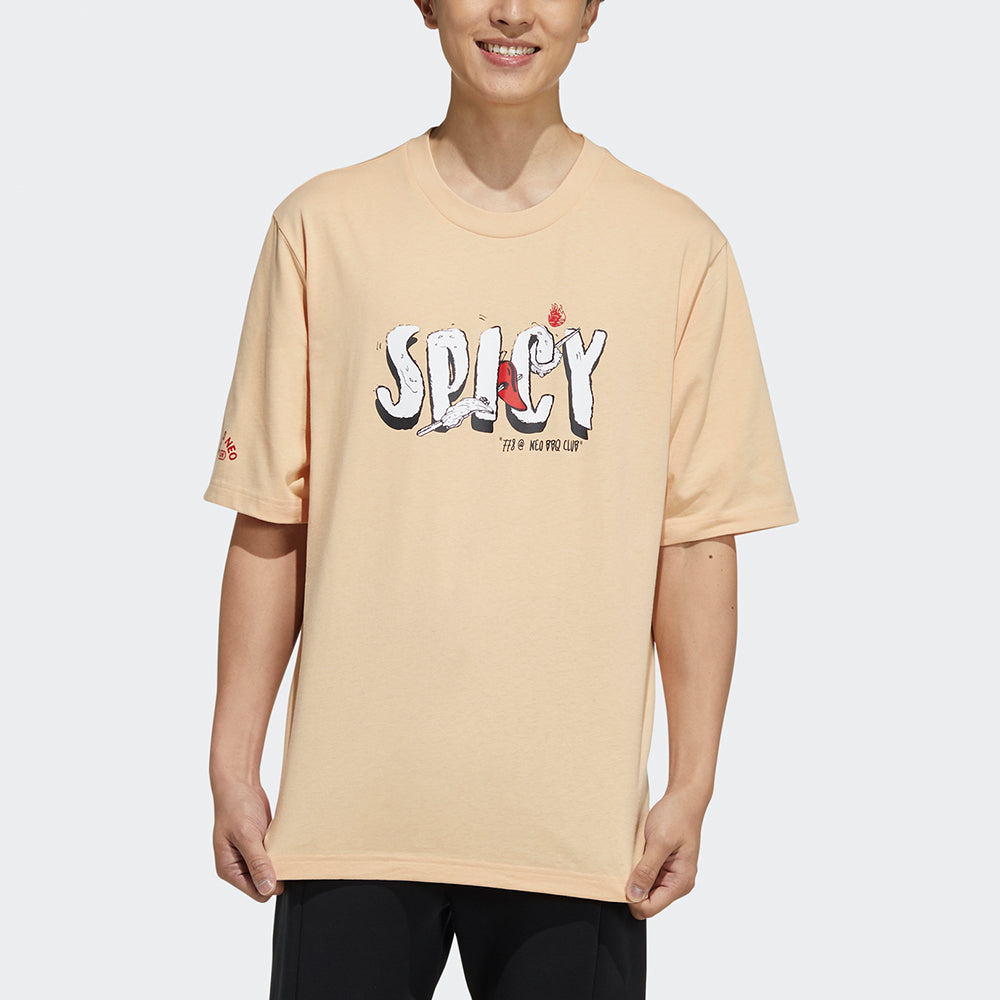 adidas neo M May Love Tee Subject Printing Loose Sports Short Sleeve Orange H62000