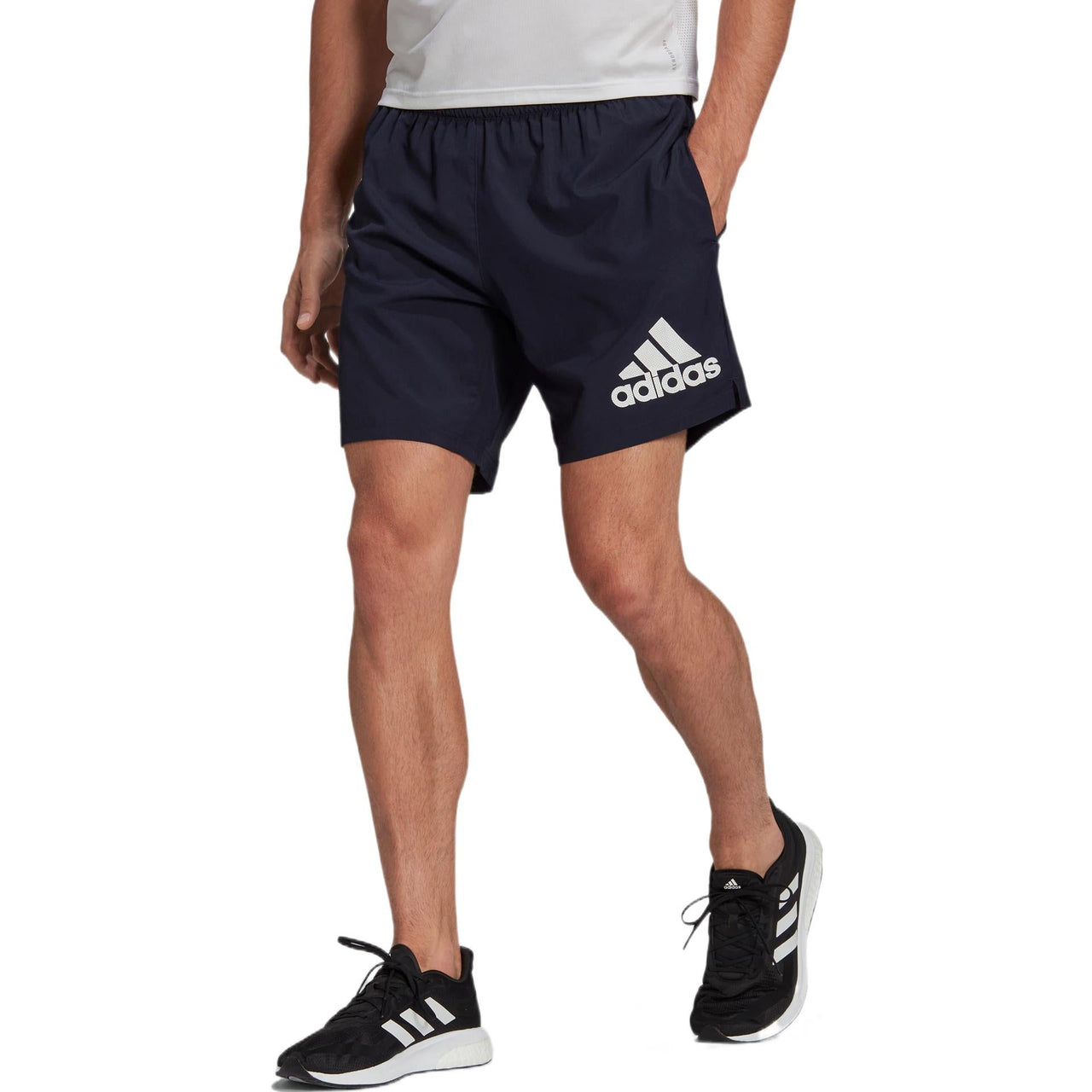 Men's adidas Alphabet Logo Printing Woven Thin Breathable Sports Shorts Ink Blue HB7474
