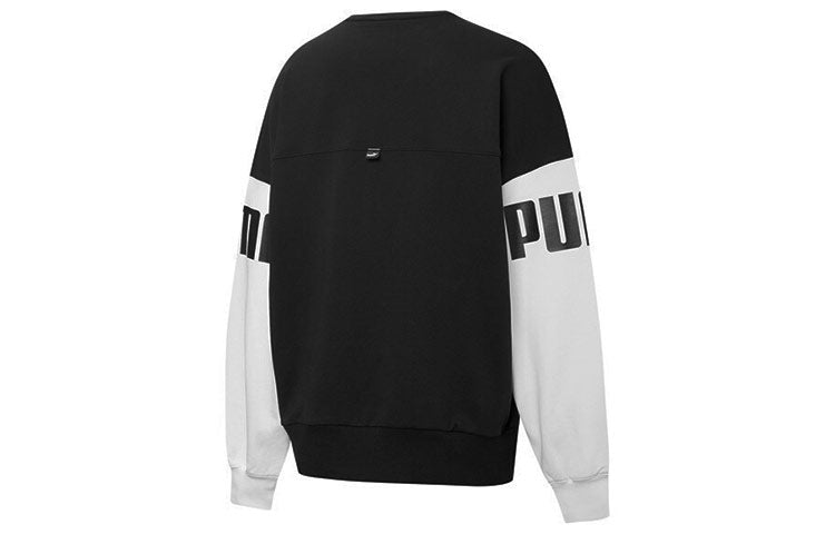 (WMNS) PUMA Power Color Blocking Crew Logo Printing SweatshirtBlack 535187-01