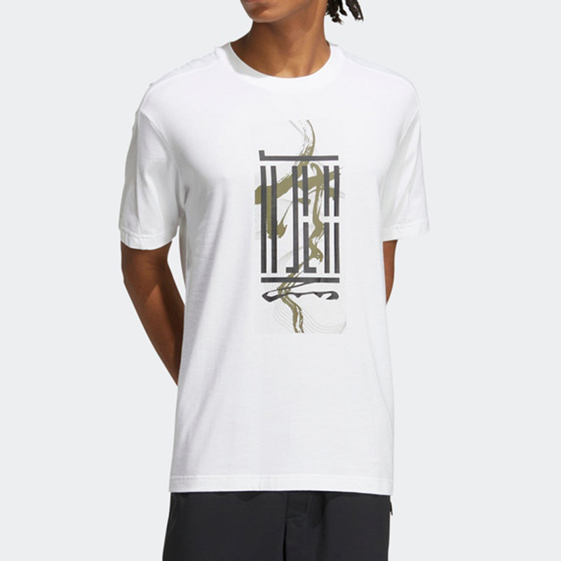 adidas Wj Gfx Logo Pattern Printing Athleisure Casual Sports Round Neck Short Sleeve White HI6860