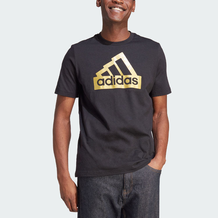 adidas Sportswear Future Icons Metallic T-shirt 'Black Gold' II3468