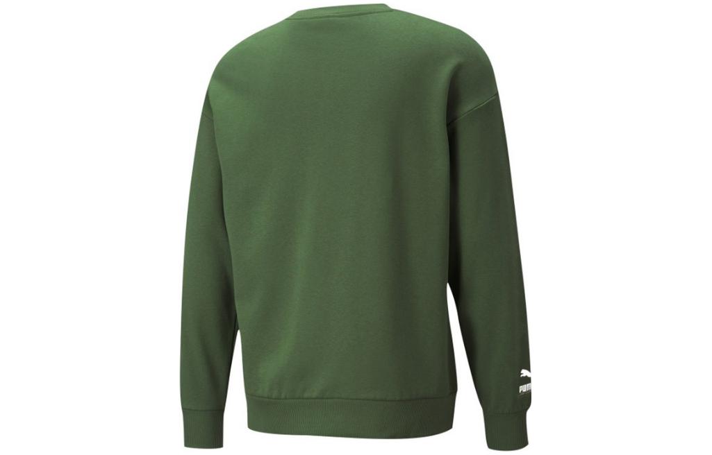 PUMA Solid Color Logo Round Neck Pullover Long Sleeves Unisex Green 532241-67