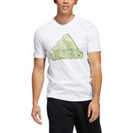 Men's adidas Alphabet Logo Sports Round Neck Pullover Short Sleeve White T-Shirt HE4793
