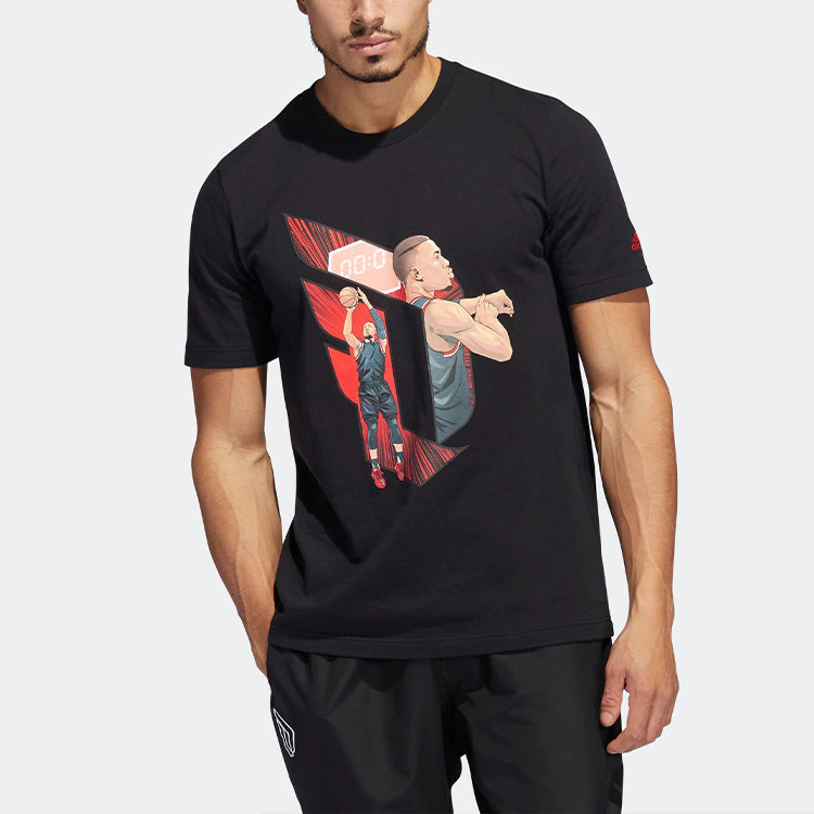 adidas Dame Casual Basketball Cartoon Character Sports Round Neck Breathable Short Sleeve Black HS4322