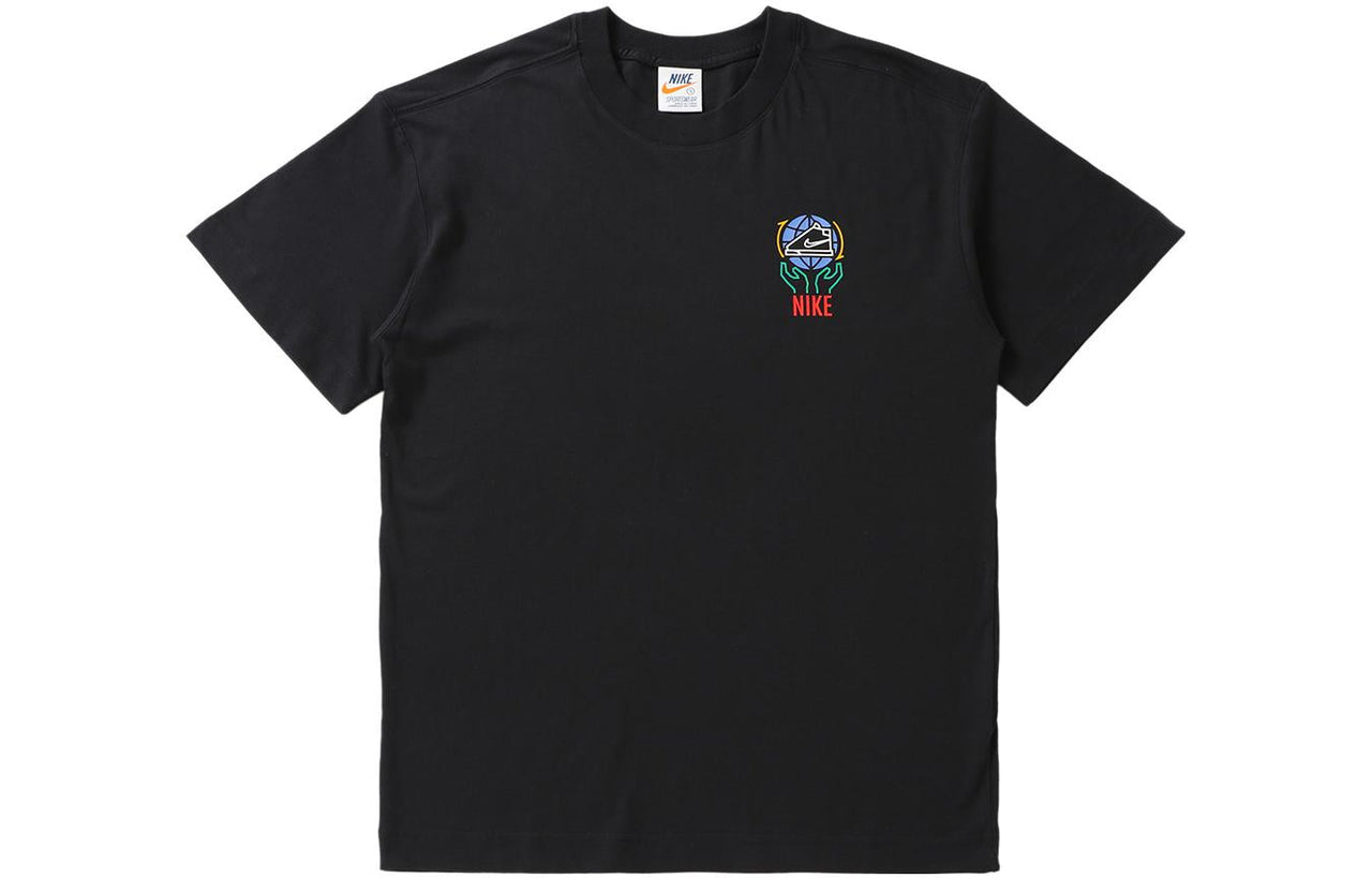 Men's Nike Logo Alphabet Breathable Printing Short Sleeve Black T-Shirt DA1490-010