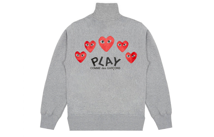 COMME des GARCONS PLAY Zip Up Crewneck Sweatshirt 'Grey' AZ-T252-051-1
