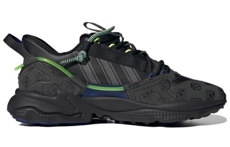 adidas originals Ozweego Zip Cozy Wear-Resistant Running Shoes Obsidian Black Unisex GW5823