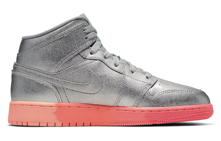 (GS) Air Jordan 1 Mid 'Metallic Silver Pink Crimson' 555112-006