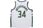 Nike NBA Basketball Sports Vest SW Fan Edition 20-21 Season Milwaukee Bucks Alphabet 34 White CW3599-103