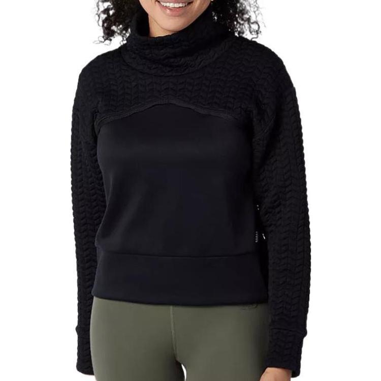(WMNS) New Balance High Collar Solid Color Slim Fit Hoodie Black WT13119-BK