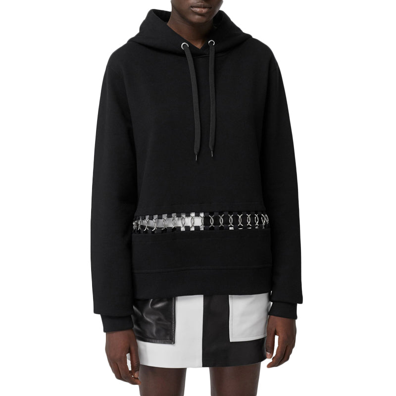 (WMNS) Burberry Metallic Adornment Hoodie Black 80206261