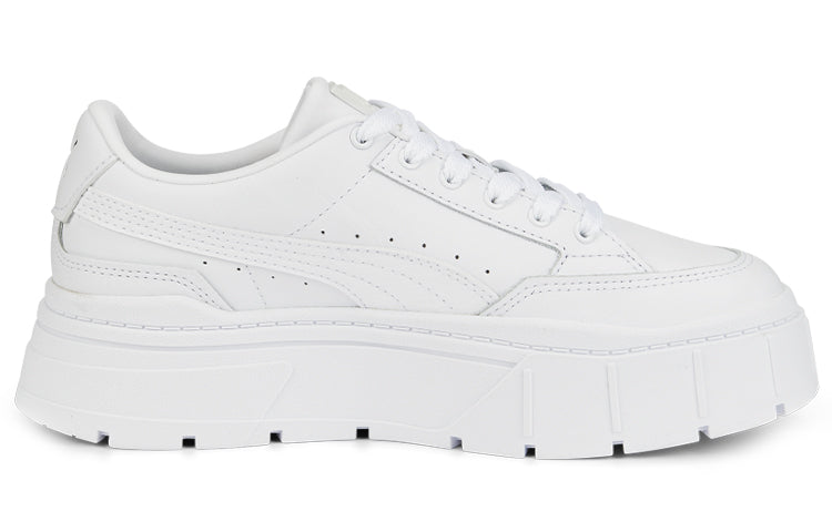 (WMNS) PUMA Mayze Stack Leather 'Triple White' 384412-01