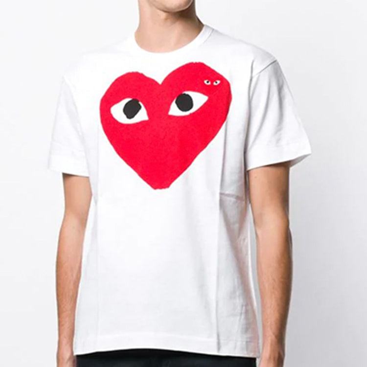 COMME des GARCONS PLAY Love Printing Casual Short Sleeve White AZT026