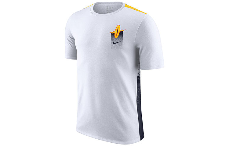 Men's Nike NBA Golden State Warriors Basketball Sports Loose Round Neck Short Sleeve White T-Shirt CT9384-100