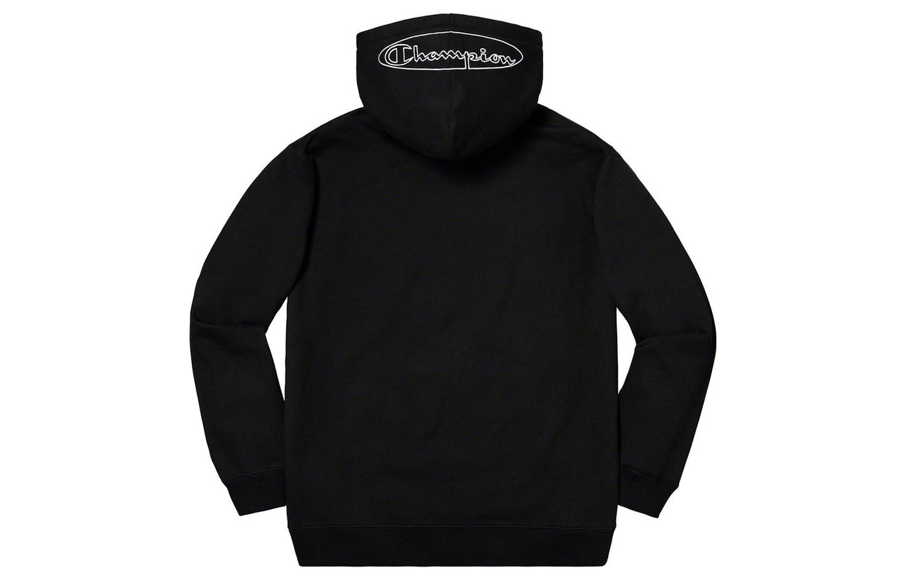 Supreme x Champion SS19 Outline Hooded Sweatshirt black Logo SUP-SS19-10065