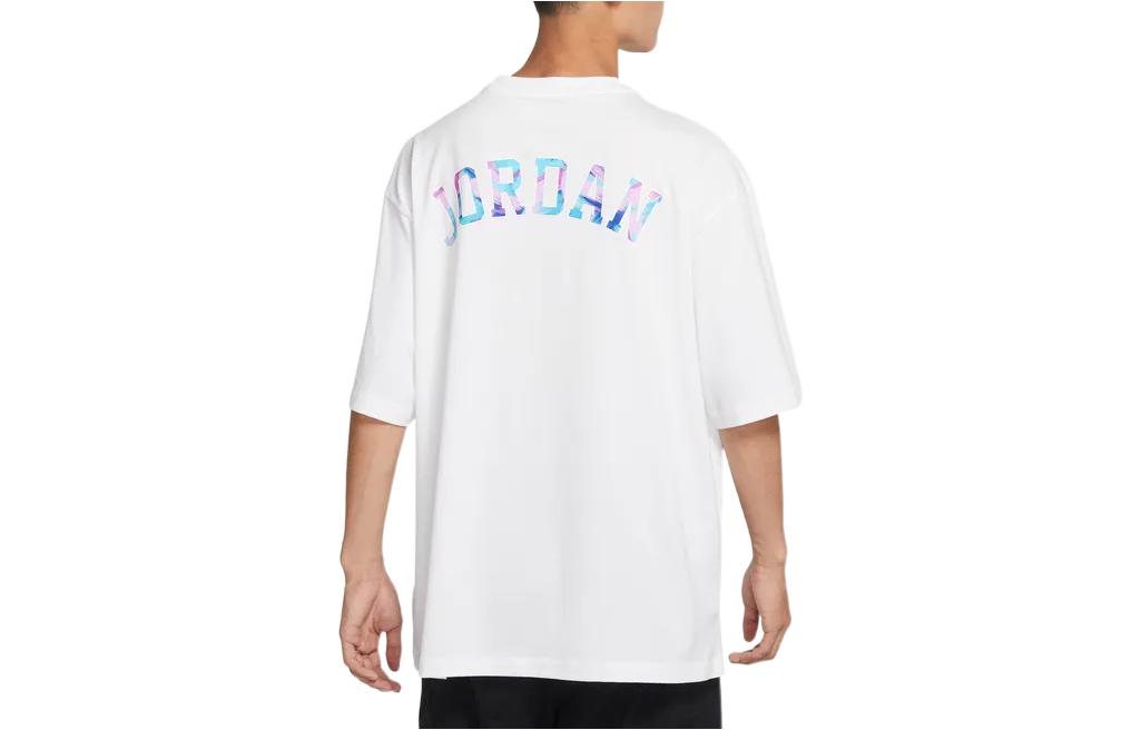 Air Jordan Solid Color Round Neck Pullover Brand Multi-Color Alphabet Short Sleeve T-Shirt Men's White DX4251-100