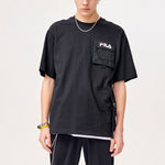 FILA FUSION Multiple Pockets Round Neck Pullover Short Sleeve Black T11M123106F-BK