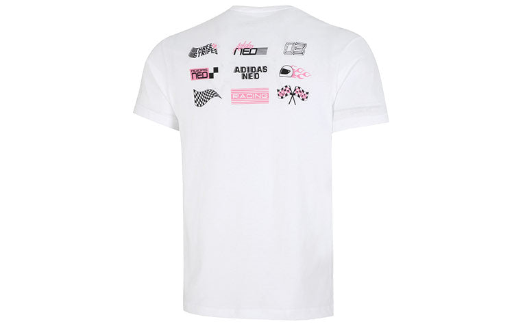 Men's adidas neo Minimalistic Alphabet Logo Printing Athleisure Casual Sports Round Neck Short Sleeve White T-Shirt HN4741