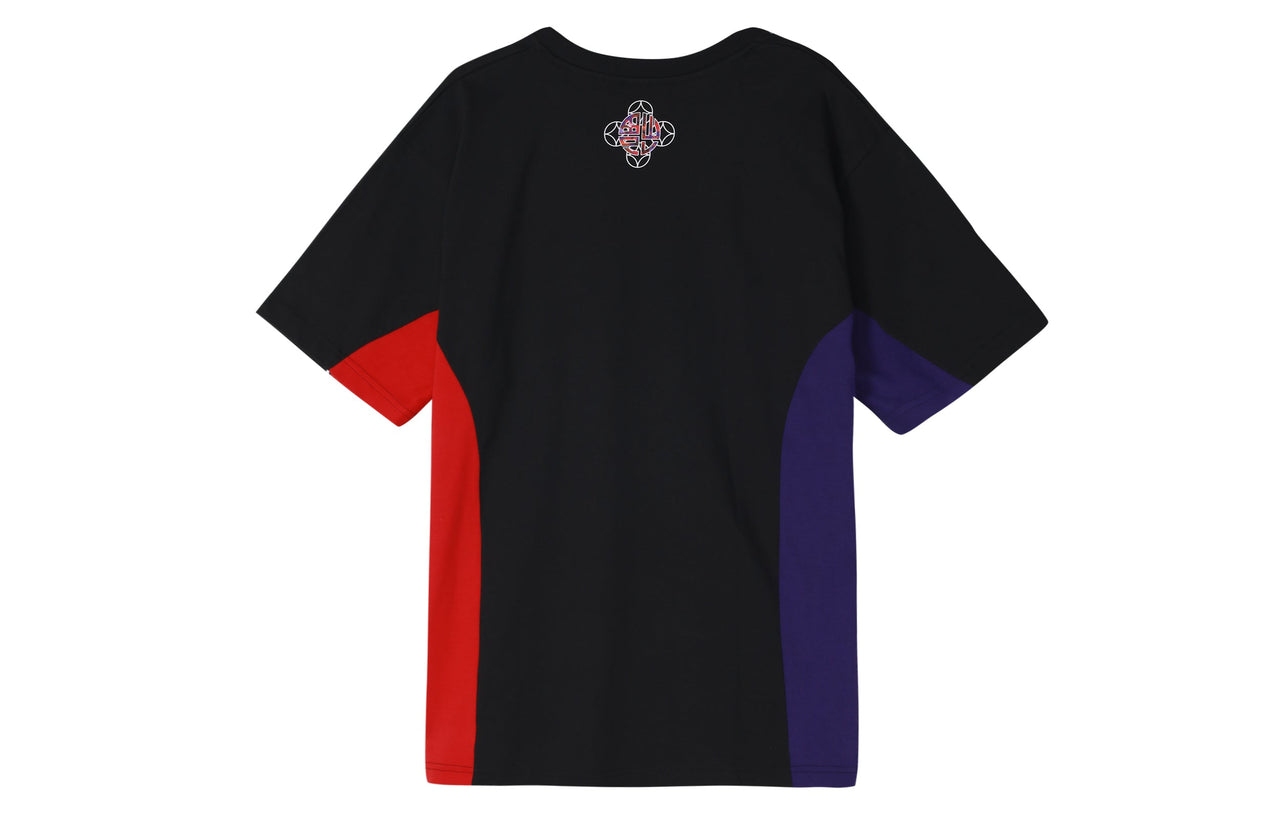 adidas originals Cny Tape Tee New Year Series Splicing Round Collar Male Black GN5446