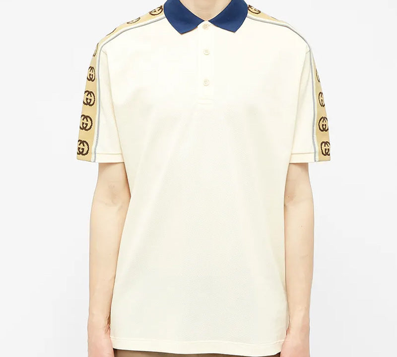 Gucci Interlock Double G Stripe Short Sleeve Polo Shirt White 598949-XJB0Q-9247