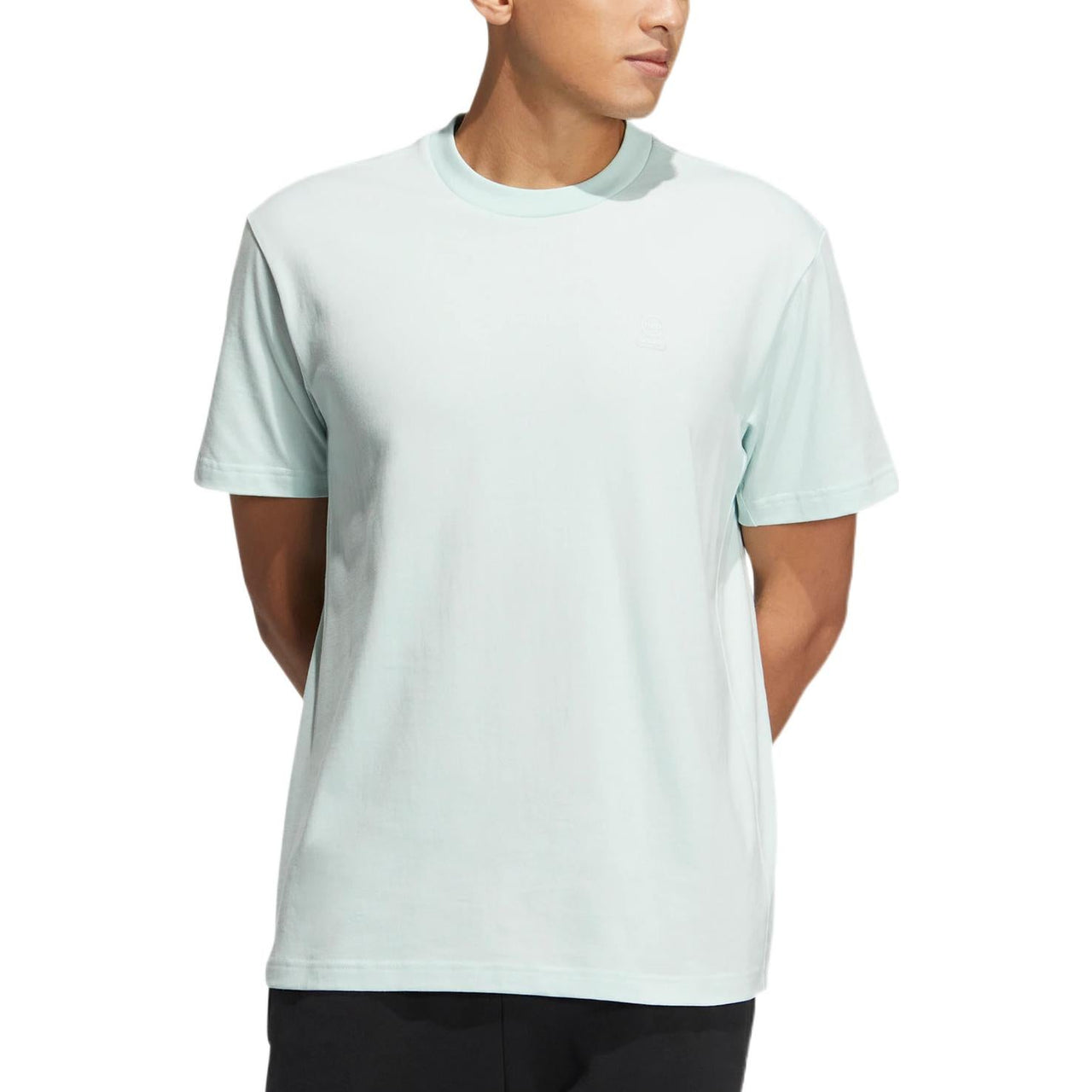 adidas neo Solid Color Round Neck Sports Short Sleeve Dotted Green T-Shirt HS6814
