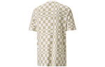 PUMA Contrasting Colors Sports Plaid Round Neck Short Sleeve Khaki 533033-42