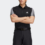 adidas Solid Color Stripe Logo Casual Short Sleeve Polo Shirt Black HG8269