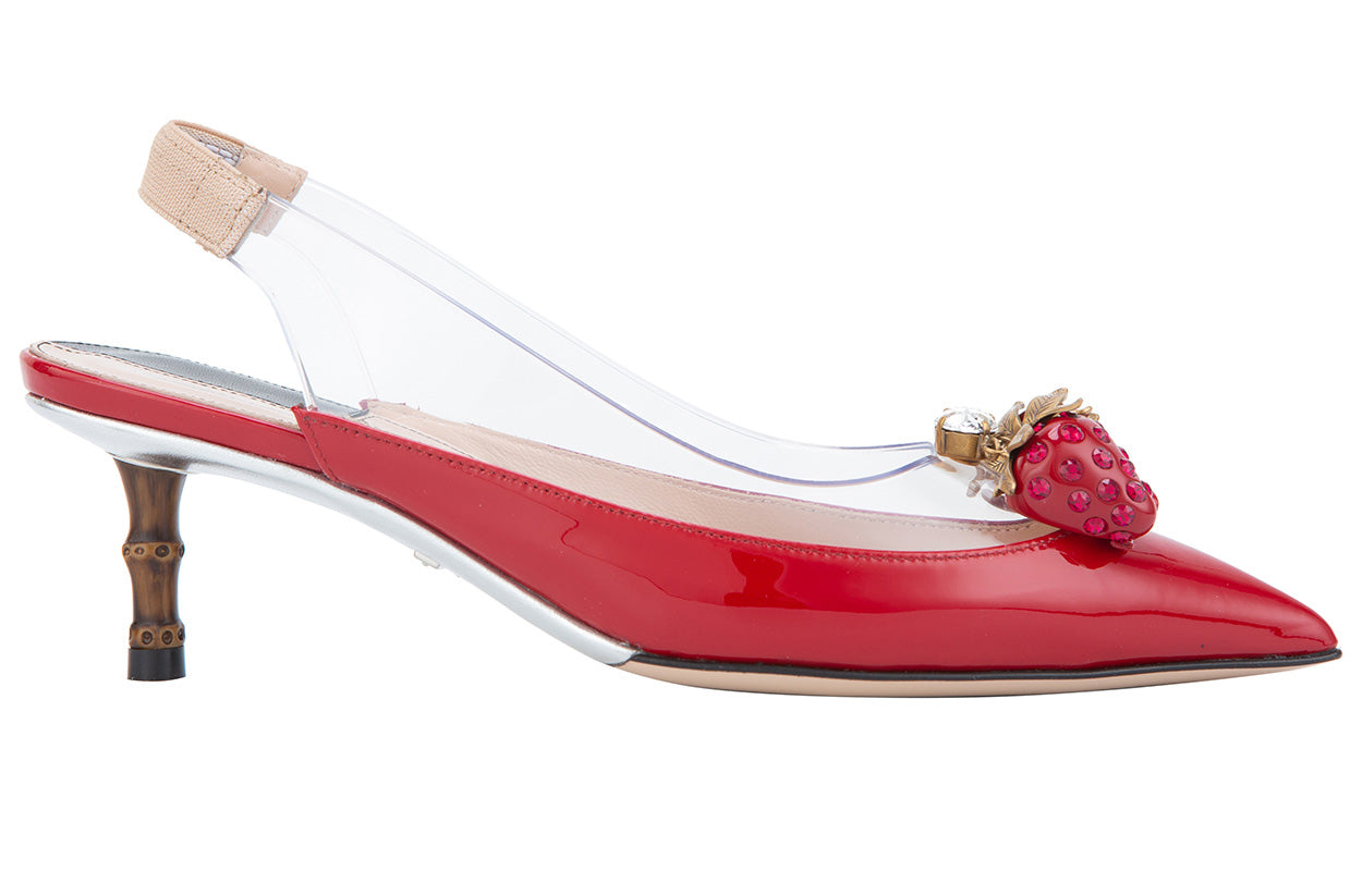 (WMNS) Gucci Large Strawberry LOGO Mid-Top Fashion High Heels Red Sandals 575846-98E30-9137