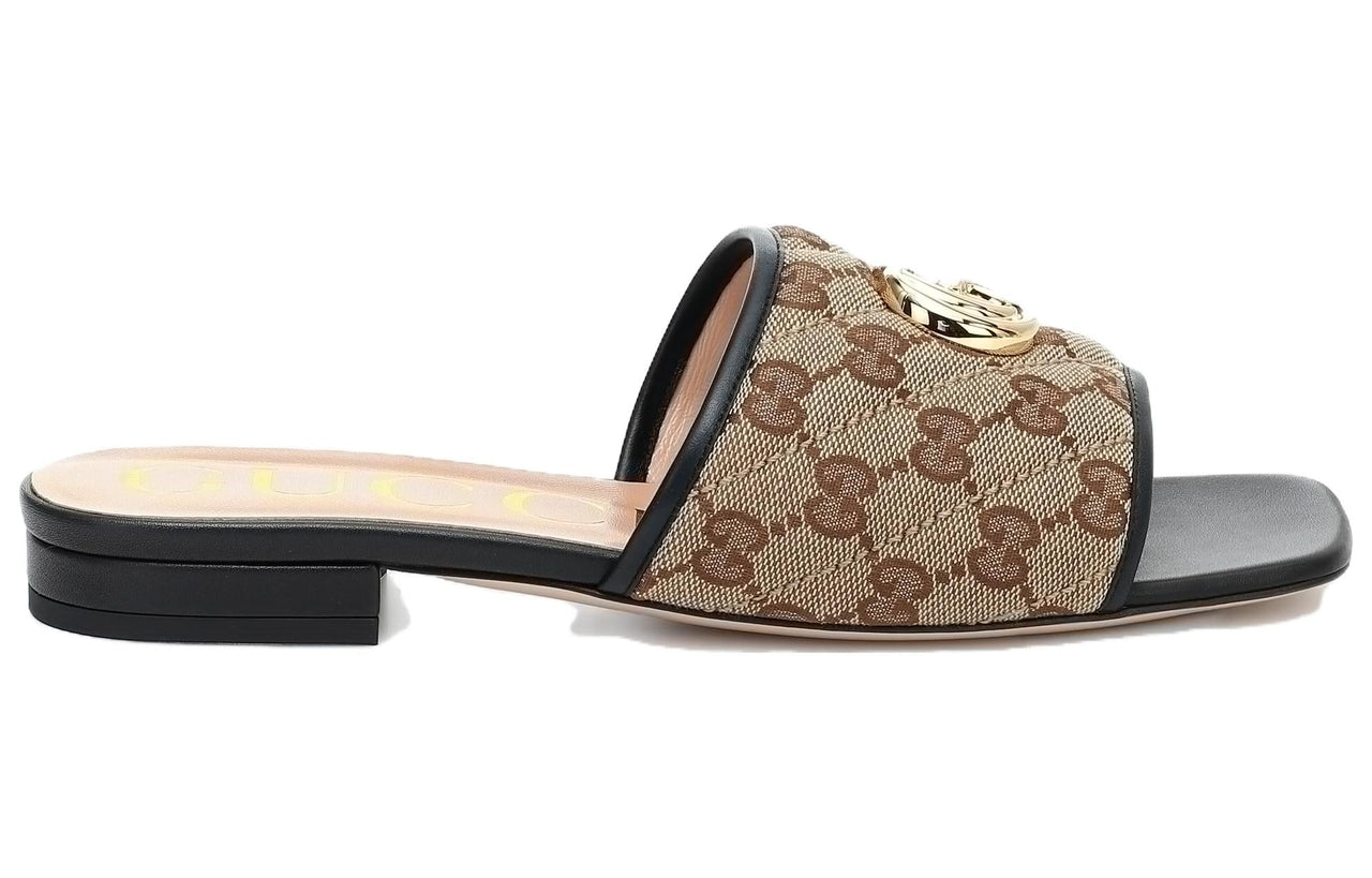 (WMNS) Gucci Double g Canvas Slippers Ebony 619893-KQWM0-9765