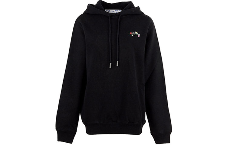 (WMNS) Off-White Flower Embroidered Arrow Hoodie Black OWBB035R21JER0031084