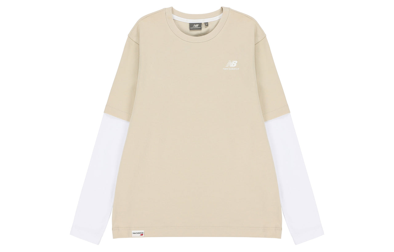New Balance Contrasting Colors Sports Round Neck Pullover Apricot Color T-Shirt 5DC16063-BEI
