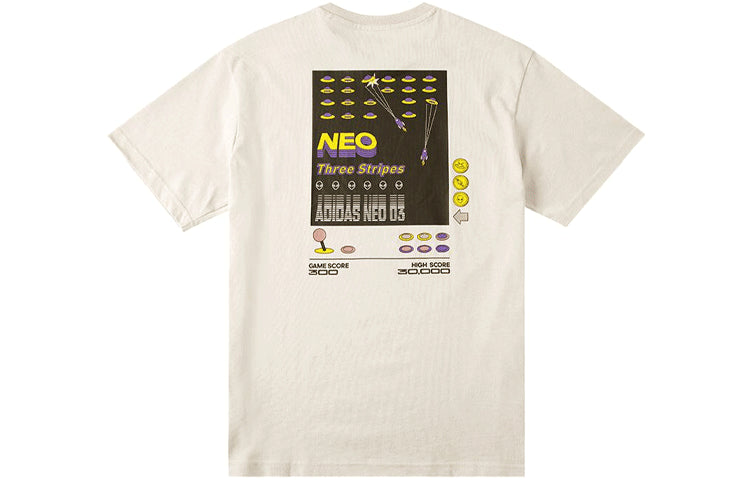 Men's adidas neo Se Arc Gr Tee Game Pattern Printing Round Neck Short Sleeve Bauxite Brown T-Shirt HC9665