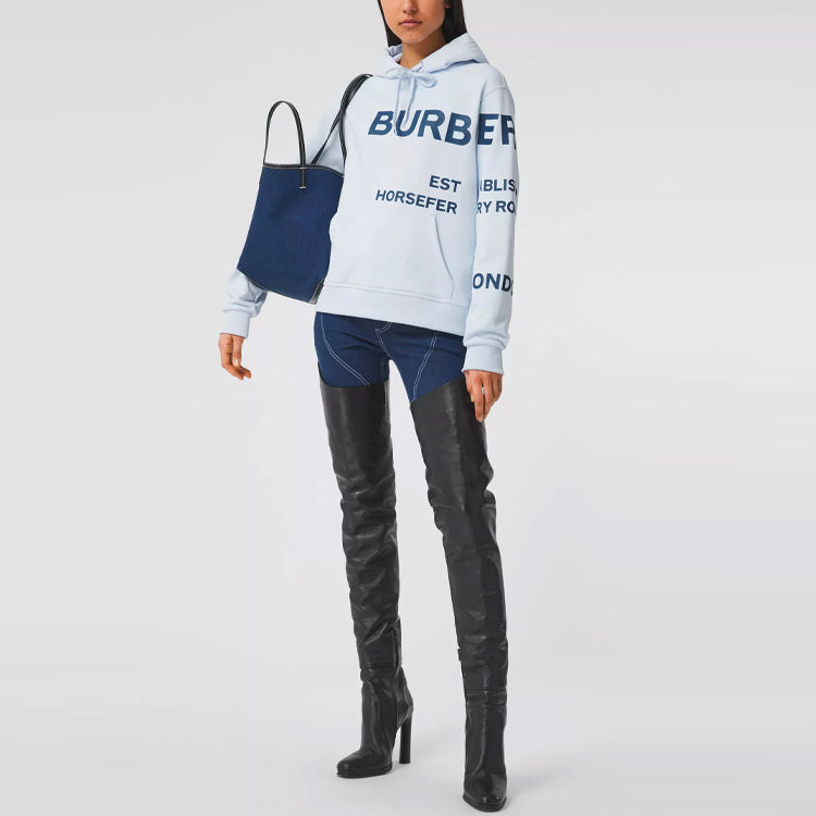 (WMNS) Burberry SS21 Horseferry Printing Pattern Hoodie Light Blue 80407681