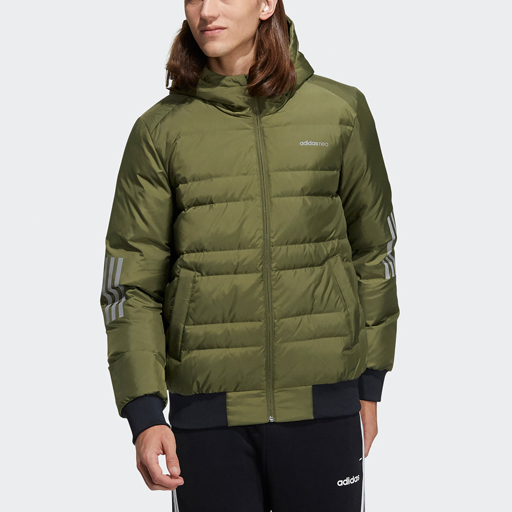 adidas neo M Dwn 3S Puf Jk Metallic Sports hooded down Jacket H45270