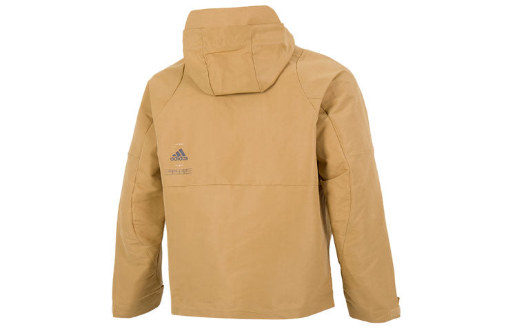 Men's adidas Th Protek Wvjkt Colorblock Athleisure Casual Sports Hooded Jacket Brown Yellow HM5167