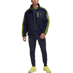 Men's adidas Logo Printing Pattern Stripe Soccer/Football Jacket Navy Blue HE6645