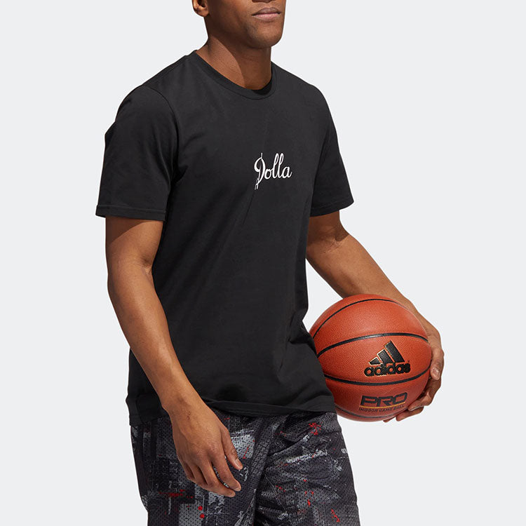 Men's adidas Alphabet Printing Sports Round Neck Short Sleeve Black T-Shirt HG4424