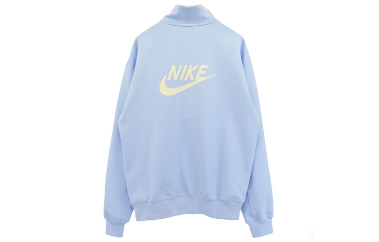 Men's Nike Back Alphabet Logo Printing Half Zipper Stand Collar Asia Edition Blue DQ4238-425