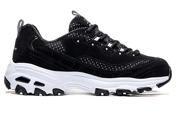 (WMNS) Skechers D'LITES Low-Running Shoes Black 13142-BKW