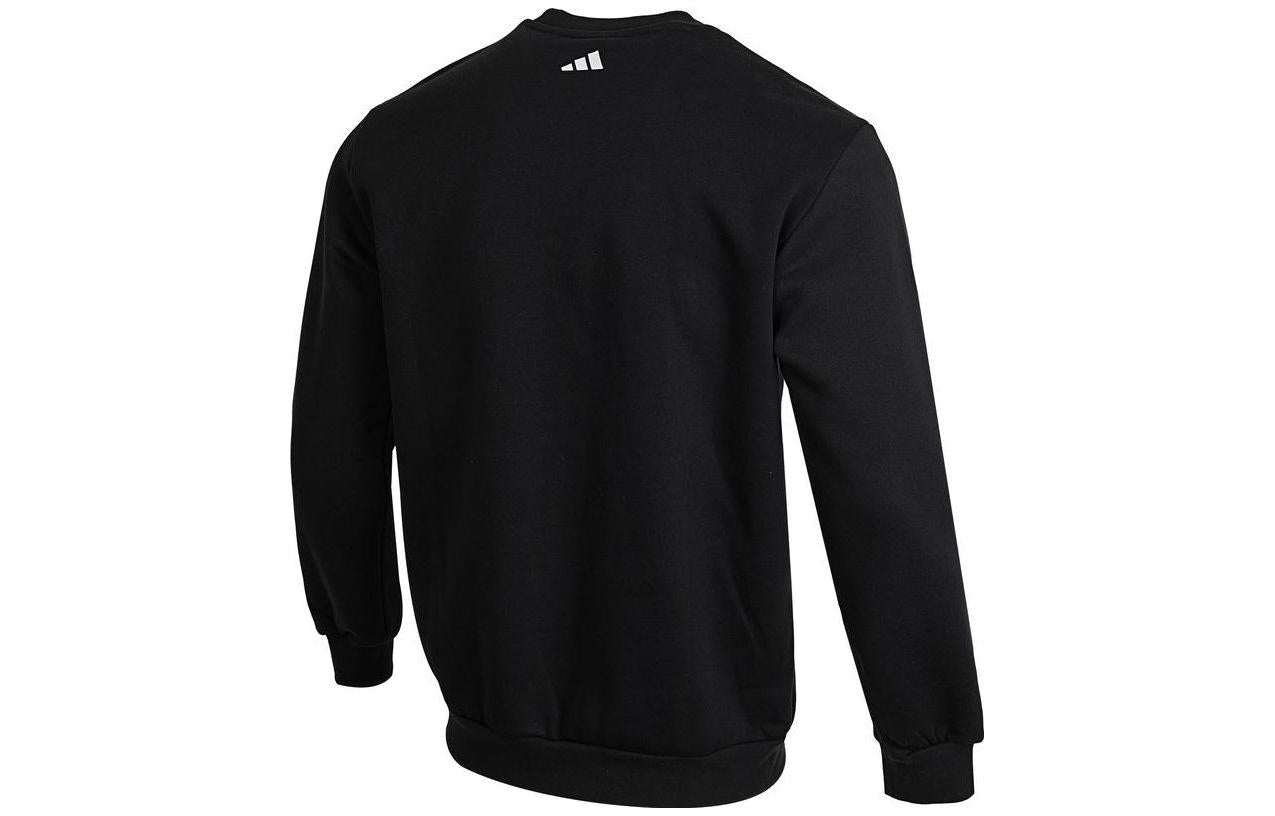 adidas Gradient  Solid Color Round Neck Pullover Long Sleeves Knitwear Men's Black IA6677
