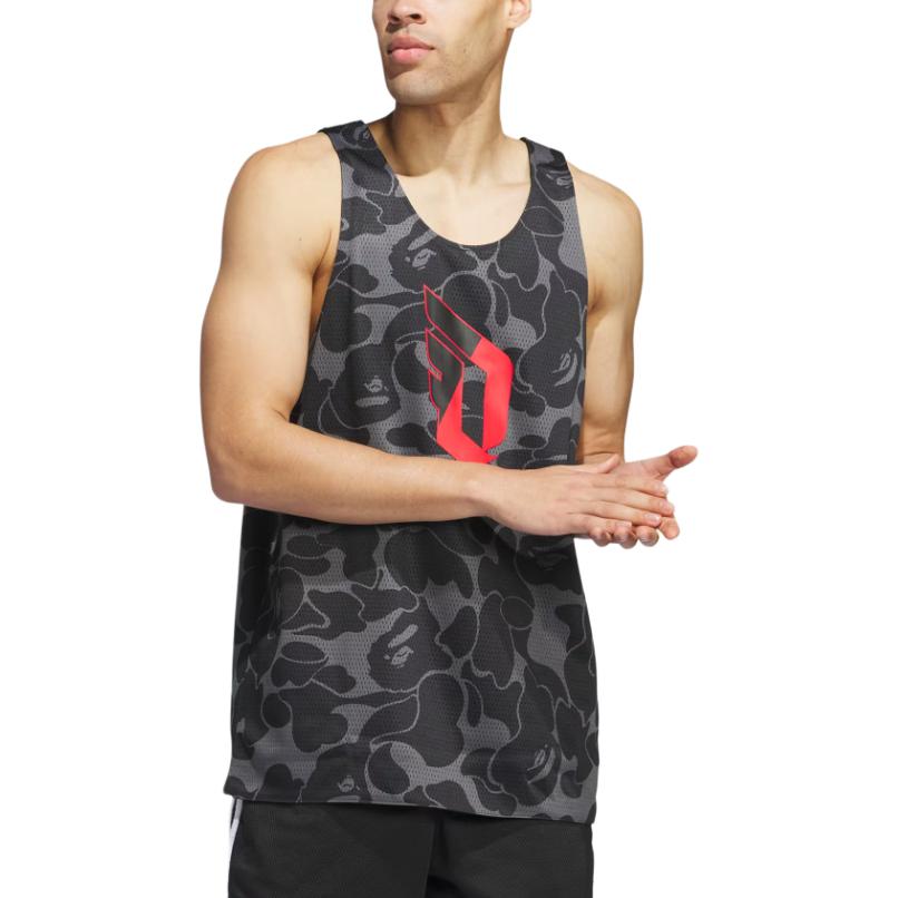 adidas x BAPE Dame 9 Reversible Basketball Jersey 'Carbon' JF1154