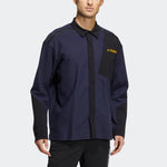 Men's adidas Terrex Voyg Ls s Solid Color Chest Zipper Pocket Detail Long Sleeves Navy Blue Shirt HN2041