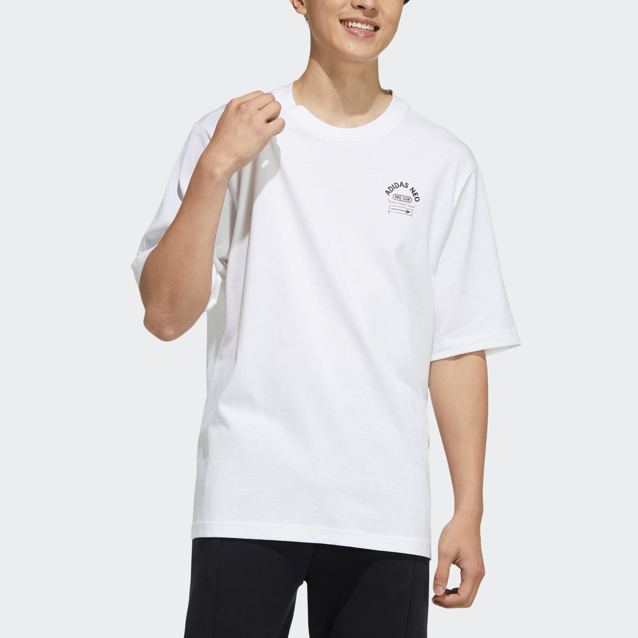 adidas neo M Bqfd Tee 2 Subject Printing Loose Sports Short Sleeve White H62007