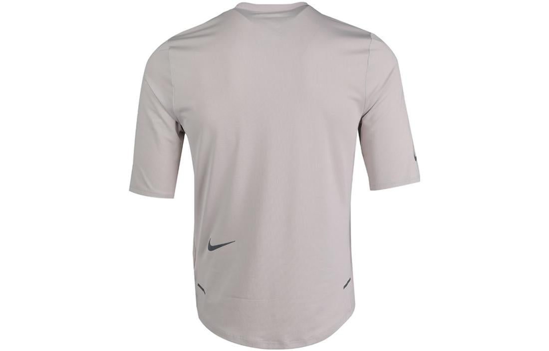 Nike Numeric Printing Half Zipper Breathable Running Short Sleeve Khaki AQ6387-286