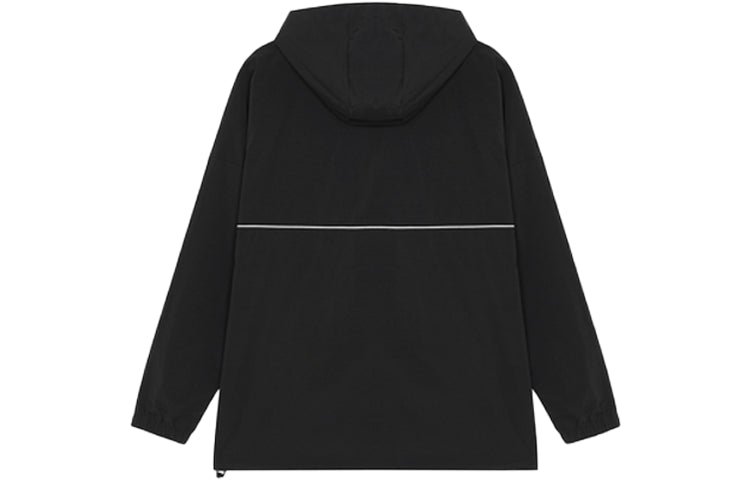 New Balance Men's New Balance Logo Embroidered Half Zipper hooded track Jacket Black MJ13580-BK